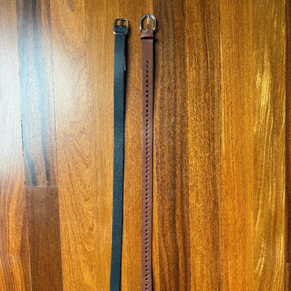 Two Girl's Belts - Black & Brown - Size L